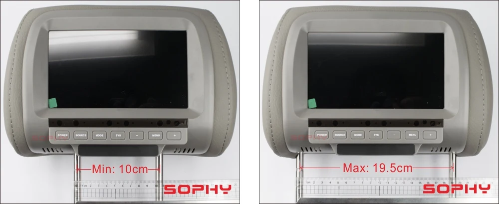 Одна пара Высокое качество 7 дюймов TFT ЖК-экран Подушка монитор DC 12 В Двойной видео входы AV функция бежевый/серый/черный цвет SH7038