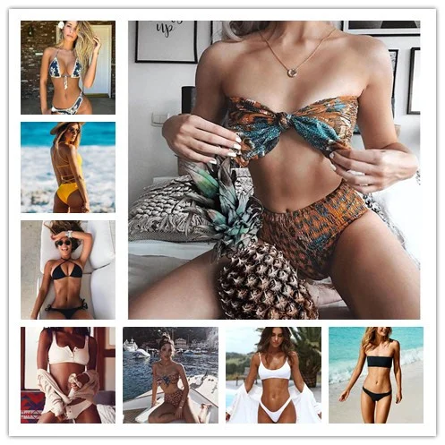 

Maillot De Bain Femme Bikini 2017 Swimwear Women Knot Printed Swimsuit Women Bikinis Sexy Bathing Suit Women Biquini Bikini Set