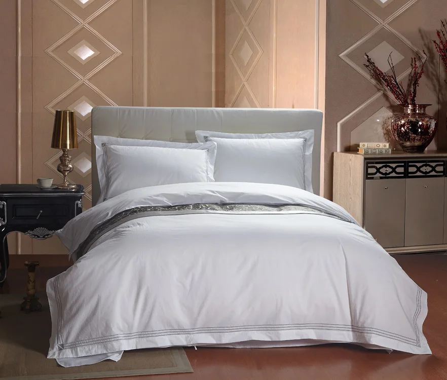 Новые 4 шт европейские пятизвездочные отель роскошные наборы постельных принадлежностей белое одеяло в полоску набор King size набор постельного белья/наволочка