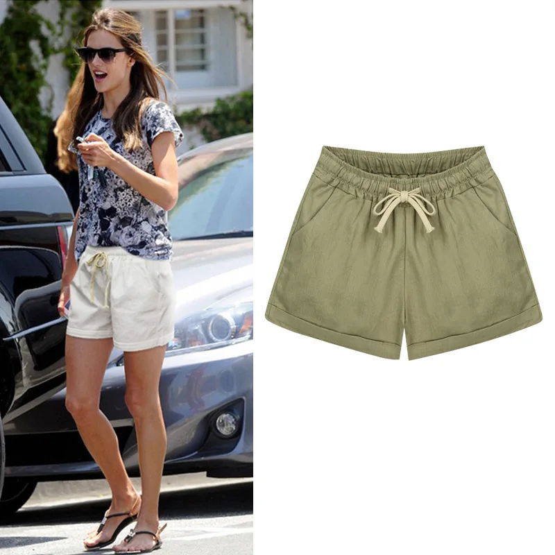 2017 Summer Plus Size Shorts Women Elastic Waist Wide Leg Short Pants lady Mid Waist Cotton Casual Shorts 2017 Summer Plus Size Shorts Women Elastic Waist Wide Leg Short Pants lady Mid Waist Cotton Casual Shorts