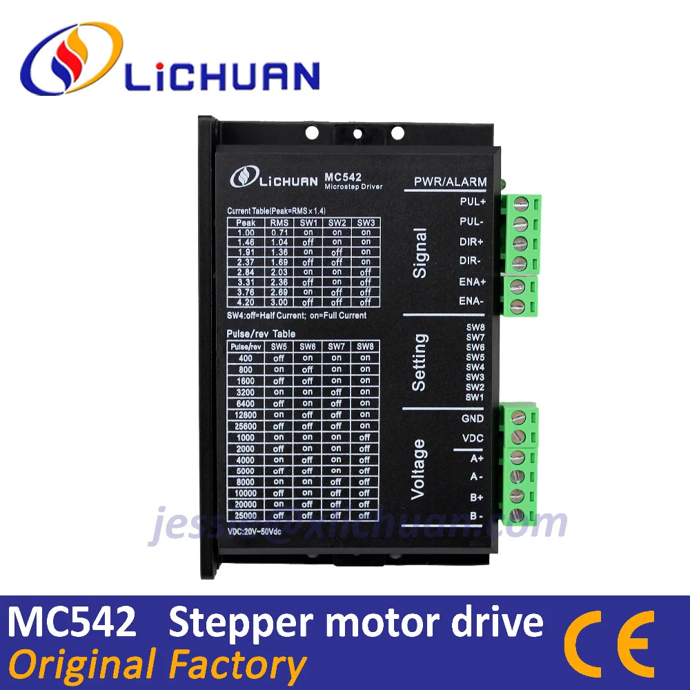 

Lichuan hot sale 2 phase stepper motor driver 24-50VDC 0.71-4.2A MC542 Nema23 CNC Micro-Stepping drive replace M542 2M542 2DM542