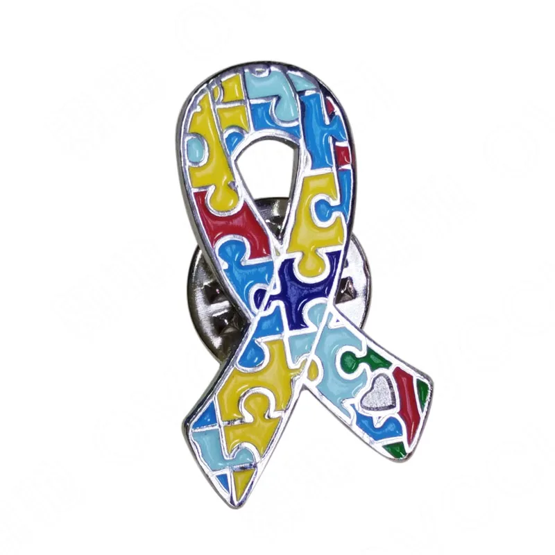 

Economic Enamel Autism Awareness Heart Jigsaw Puzzle Ribbon Lapel Pins