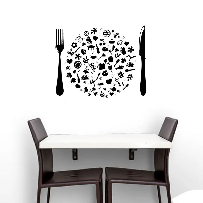 Zooyoo All Kinds Of Food Creative Pattern Design Wall Stickers Cutlery