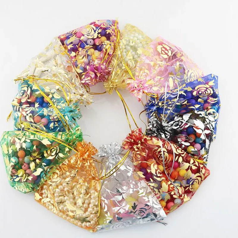 Wholesale-100pcs-lot-7x9-9x12-13x18cm-Mixed-Color-Bronzing-Rose-Organza-Bags-Jewelry-Packaging-Bags-Wedding (1)