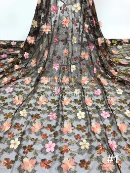 

5yards/bag RFJ19# 4 colors embroidered flowers sequins applique DIY beads high-grade fabric used for wedding dresses fashion