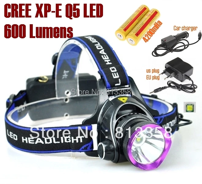 Alonefire HP81 CREE Светодиодные фары CREE XP-E Q5 LED 600lm Энергосбережение CREE Светодиодные фары+ AC Зарядное устройство /Car Зарядное устройство/2x18650 батареи