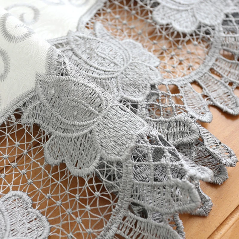 Cortinas en sala de estar cortinas grises de lujo con bordado para el tratamiento de la ventana del dormitorio cortinas de tul transparente WP147 * 30