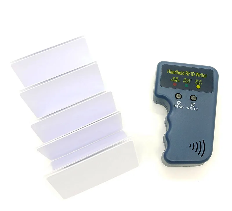 Handheld 125KHz EM4100 RFID Copier Writer Duplicator Programmer Reader+ EM4305 T5577 Rewritable RFID Tag Keyfobs - Цвет: Writer Add 5 cards