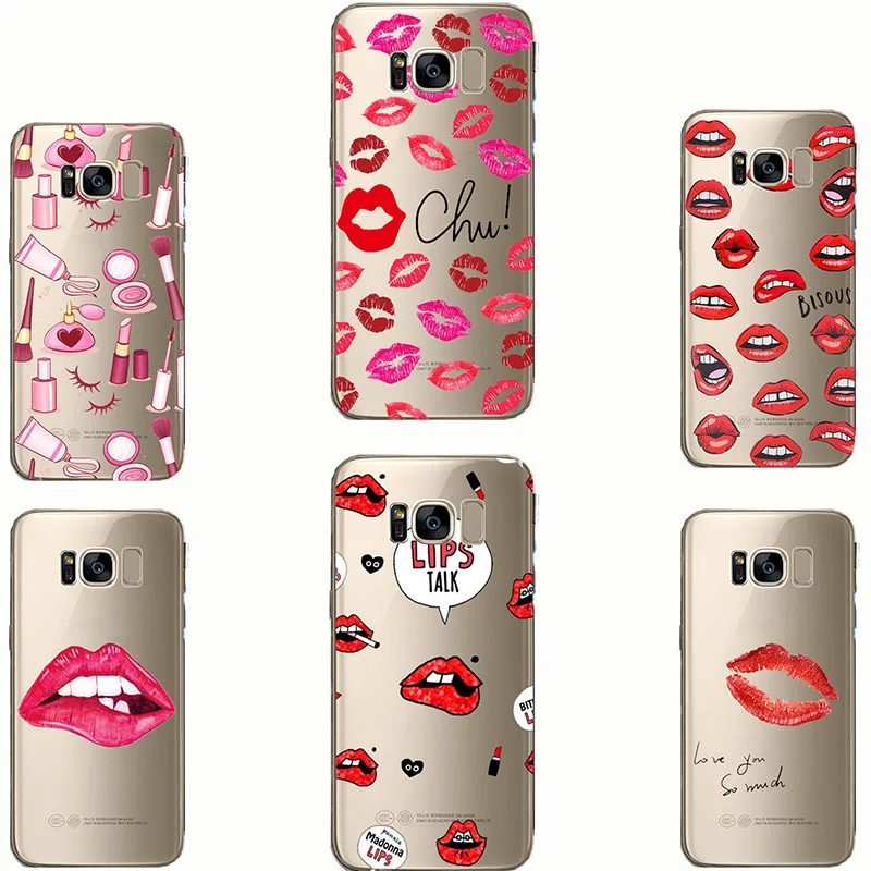 

soft phone case cover Kylie Jenner Sexy Girl lips lipstick kiss pattern for Samsung Note8 S6 S7 S8 S9 edge plus Note4 Note5