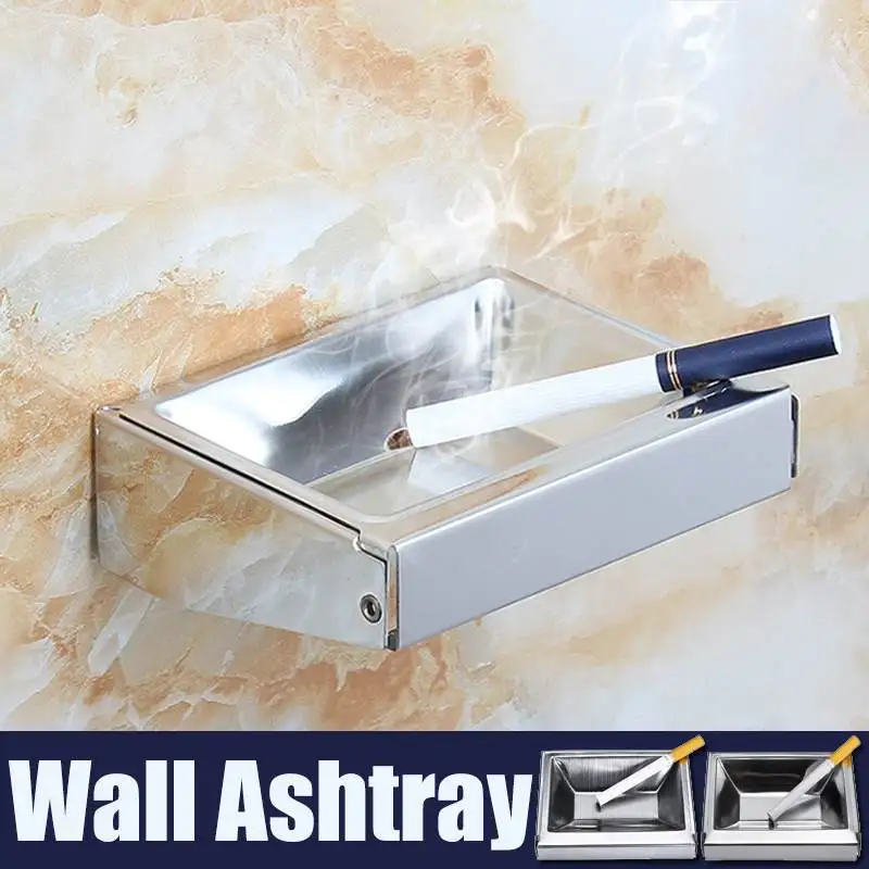 

Household Stainless Steel Cigarette Ashtray Ashtray Reversible Metal Personality Wall-mounted Toilet Bathroom Ash Storage Box