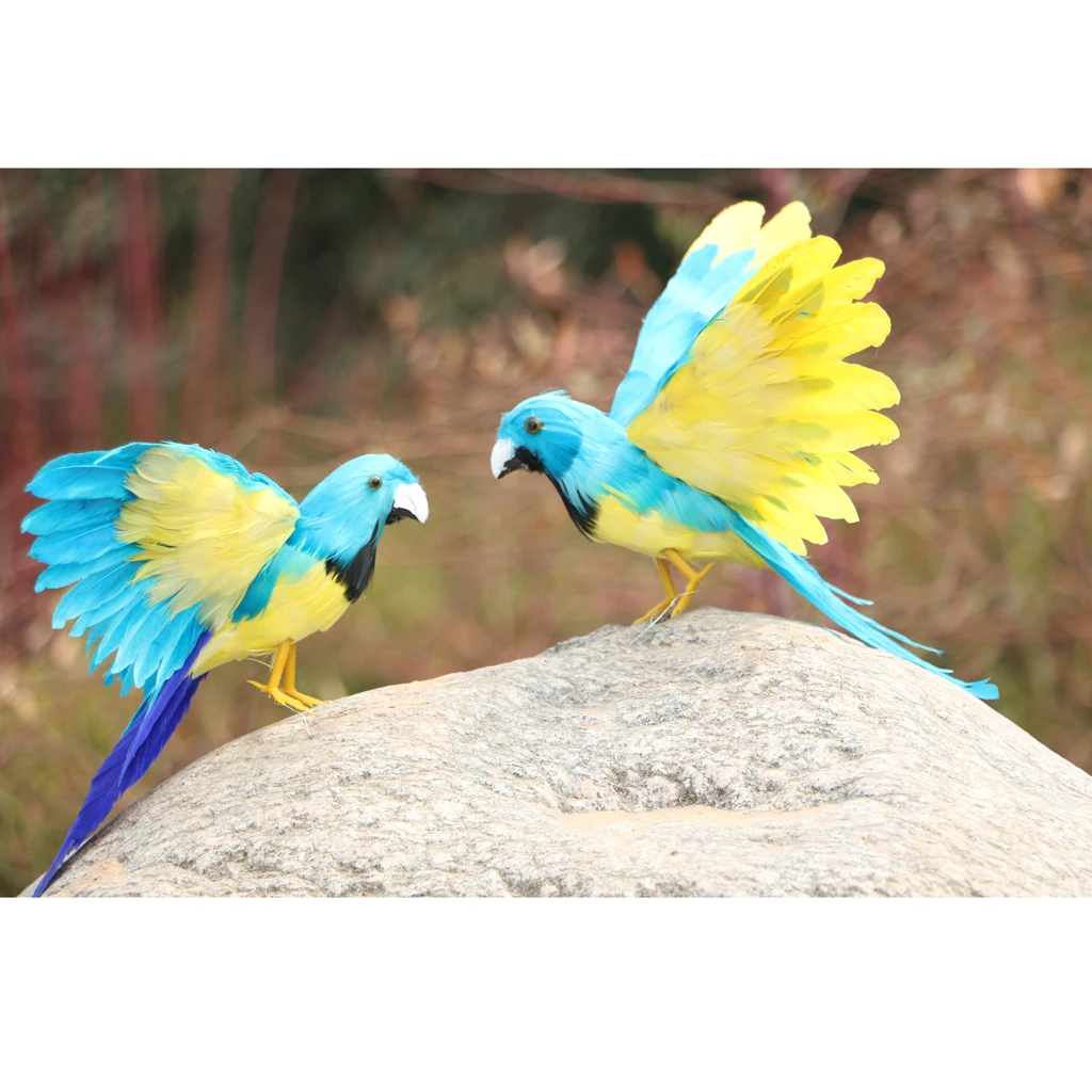 MagiDeal Handmade Colorful Artificial Feathered Bird Decorative Ornaments Table Top Shelf Display Home Decoration Craft