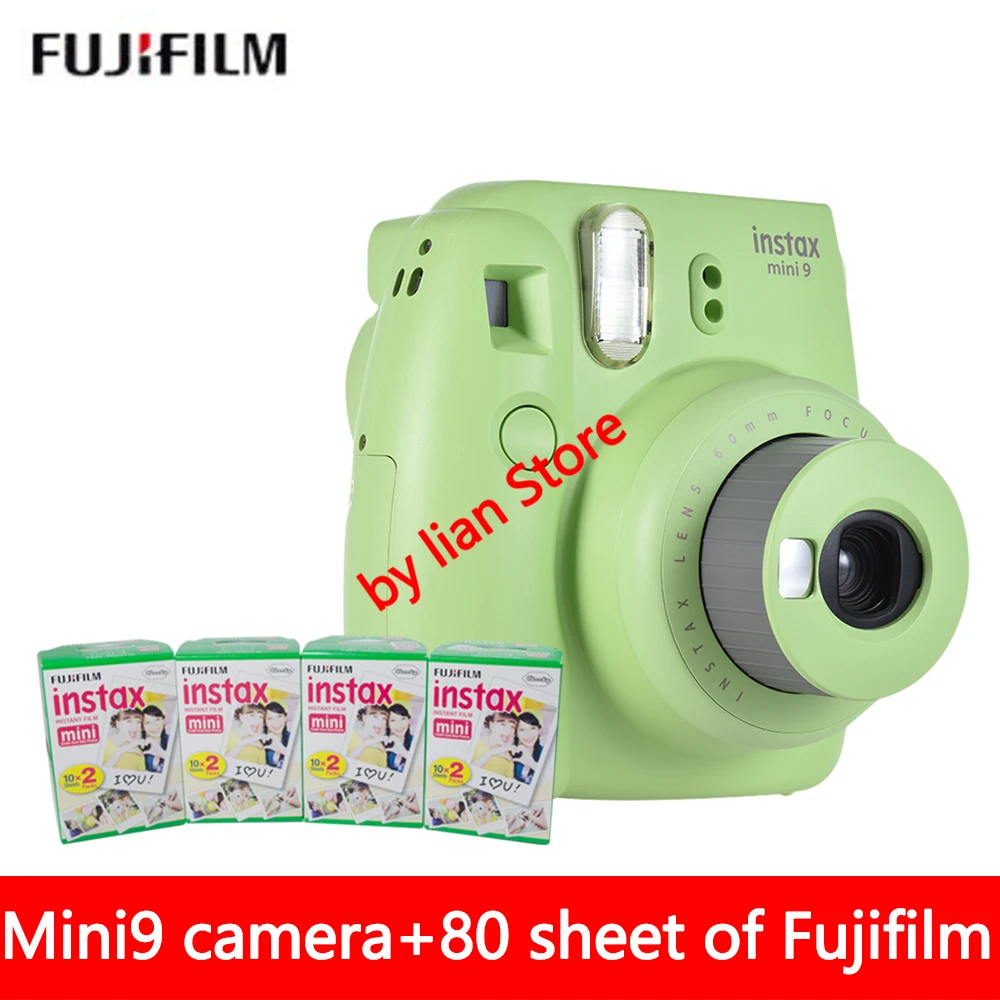 Новинка 5 цветов Fujifilm Instax Mini 9 мгновенная фотокамера+ 80 листов Fuji Instax Mini 8 белая пленка+ объектив крупным планом