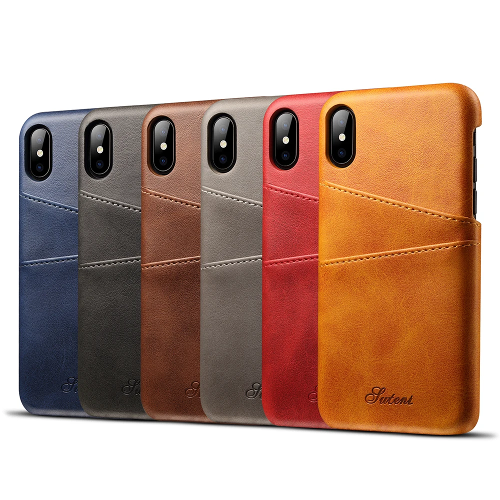 KIPX1014_7_Slim Leather Back Cover For iPhone X Cow Case Ultra Thin Wallet Card Holder Back Covers For iPhone 10