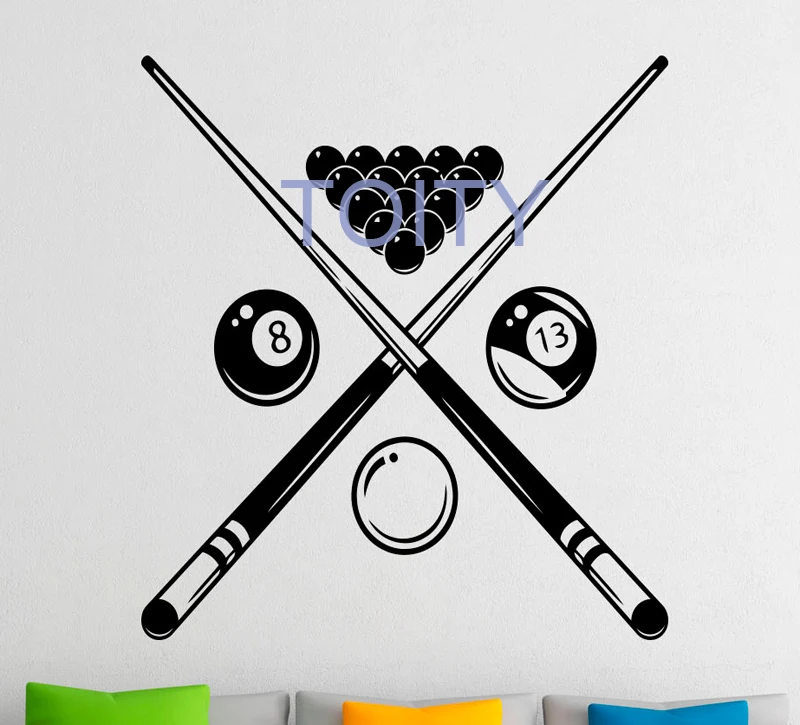 Billiard Wall Sticker Snooker Sports Game Vinyl Decal Dorm Club Home