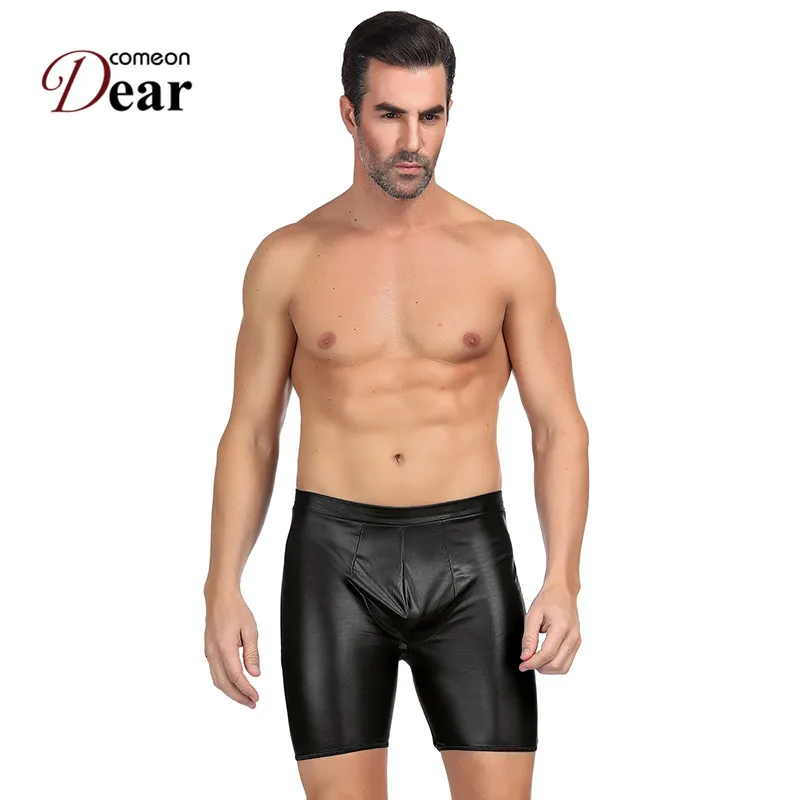 

Comeondear Onderbroeken Mannen Faux Leather Underwear Boxershorts Men Open Back Sexy Hollow Crotch Boxer Largo Hombre MKP064