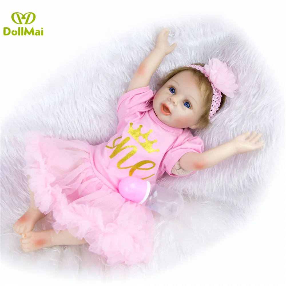 

Silicone Reborn Baby Dolls Baby Realistic Alive Boneca Bebe Lifelike Real Girl princess Doll Reborn Birthday xams gift 55cm