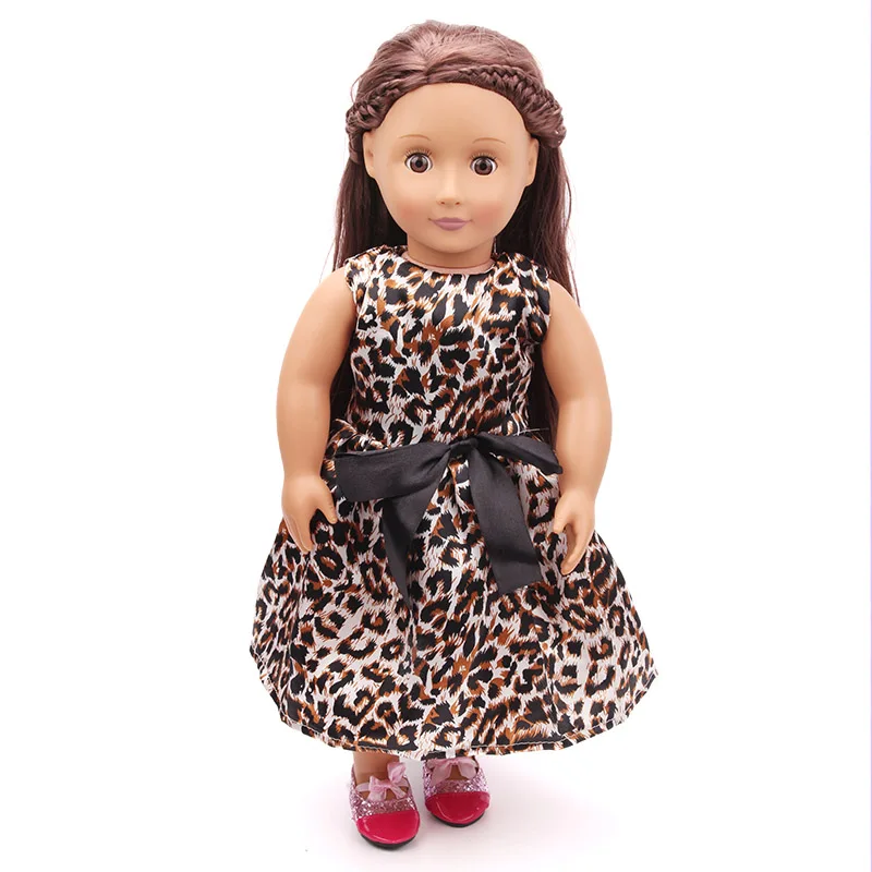 18 дюймов, с круглым вырезом, для девочек; платье принцессы с принтом; платье вечернее gwon Американский новорожденных юбка Детские игрушки подходит 43 см для ухода за ребенком для мам, детские куклы, c115 - Цвет: Leopard grain