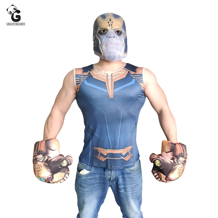 Thanos Costumes Avengerss 4 Endgame Quantum War Battle T-shirts For Men Sleeveless 3D Printed Tops Halloween Costume Adult