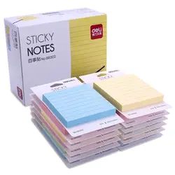 12 пакетов x 100 лист Sticky Note бумага для записей можно порвать N раз наклейки с линиями 4 цвета школы и офиса Deli 66302