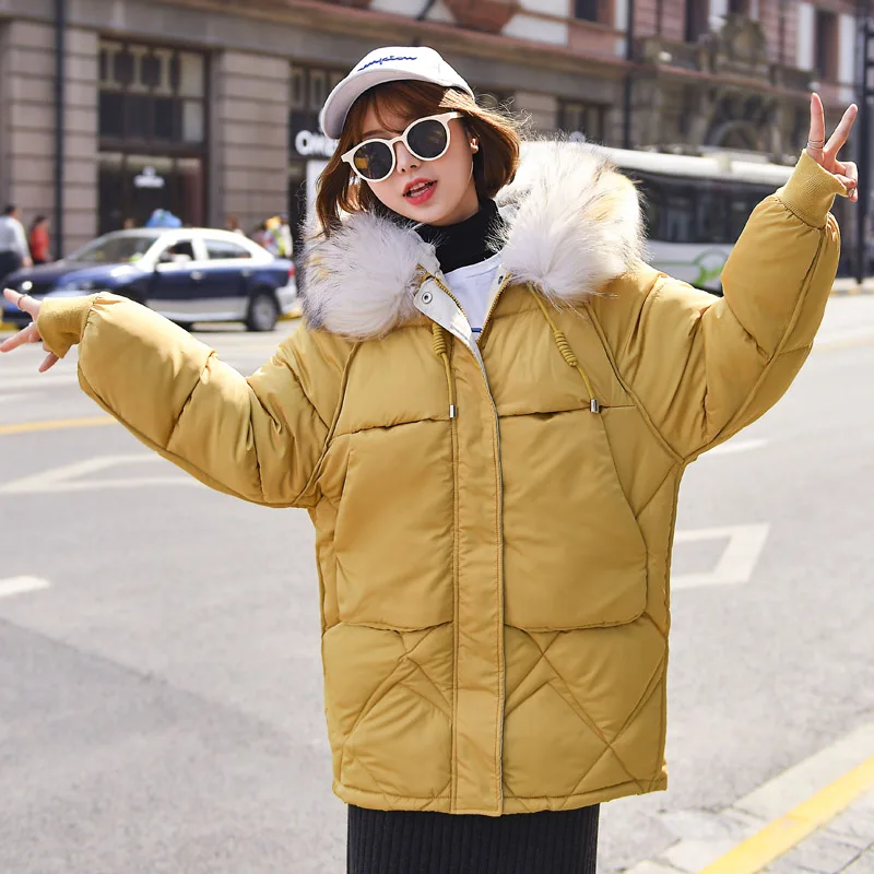 Новое поступление, женская зимняя куртка с толстым мехом, с капюшоном, с хлопковой подкладкой, Женская парка, теплое пальто для девушек - Цвет: Цвет: желтый