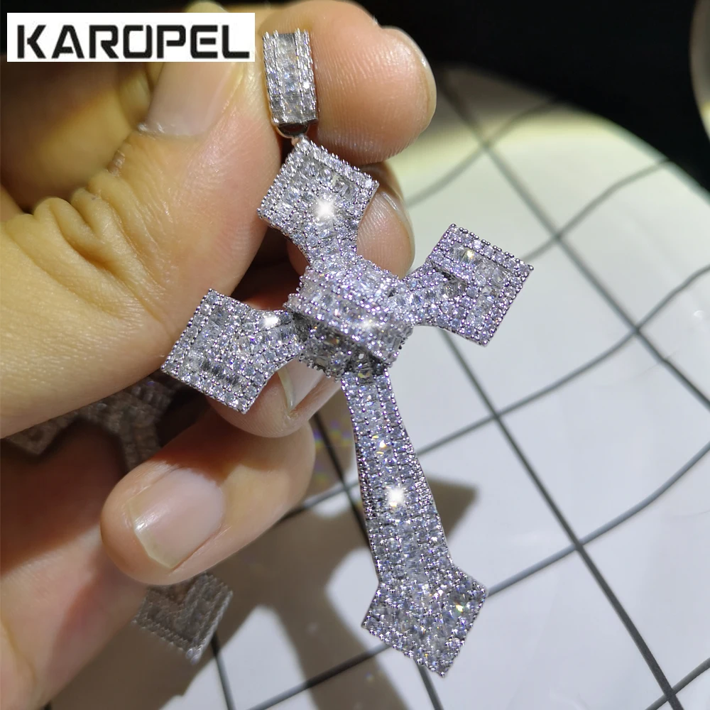 Подвеска с большим крестом AAA фианит свадебное обручальное кулоны necklace ем для