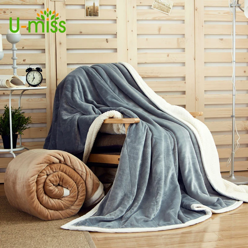 

u-miss Factory direct blanket double thick coral blanket nap cover blanket in autumn and winter flannel blanket spring autumn