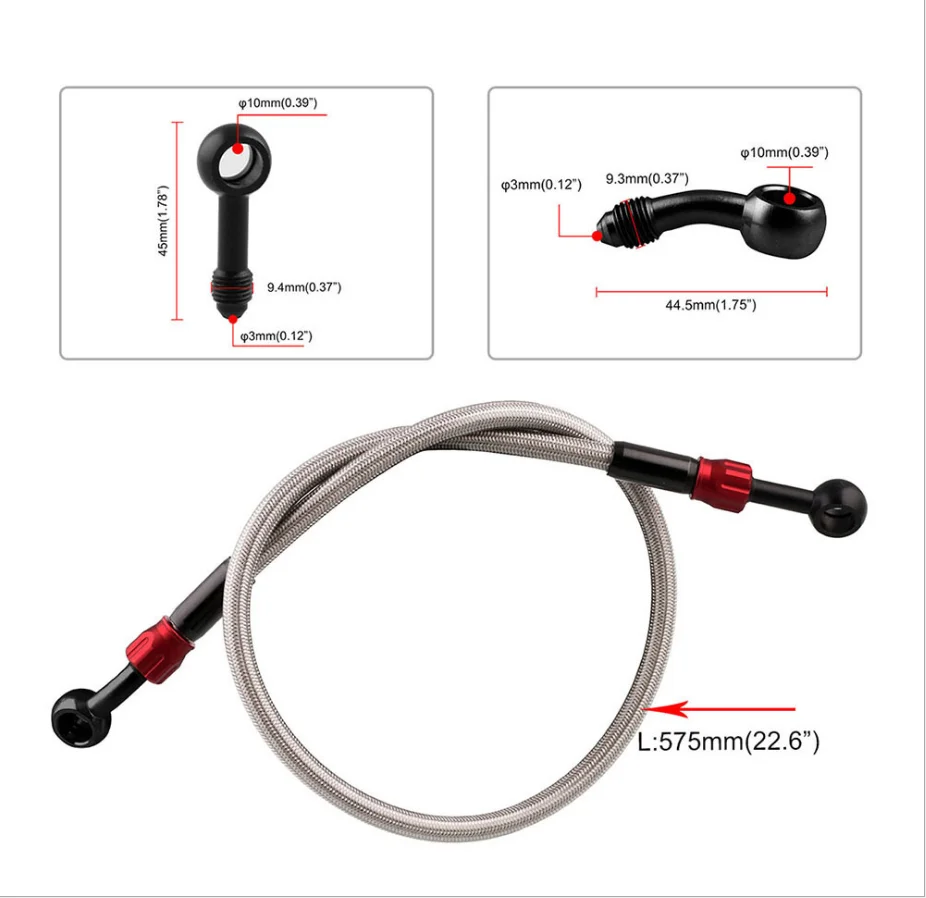 575 мм тормозной шланг дял мотоцикла плетеная стальная Тормозная муфта Масляный шланг линия трубы подходит ATV Dirt Pit Bike автомобиль-Стайлинг высокая прочность