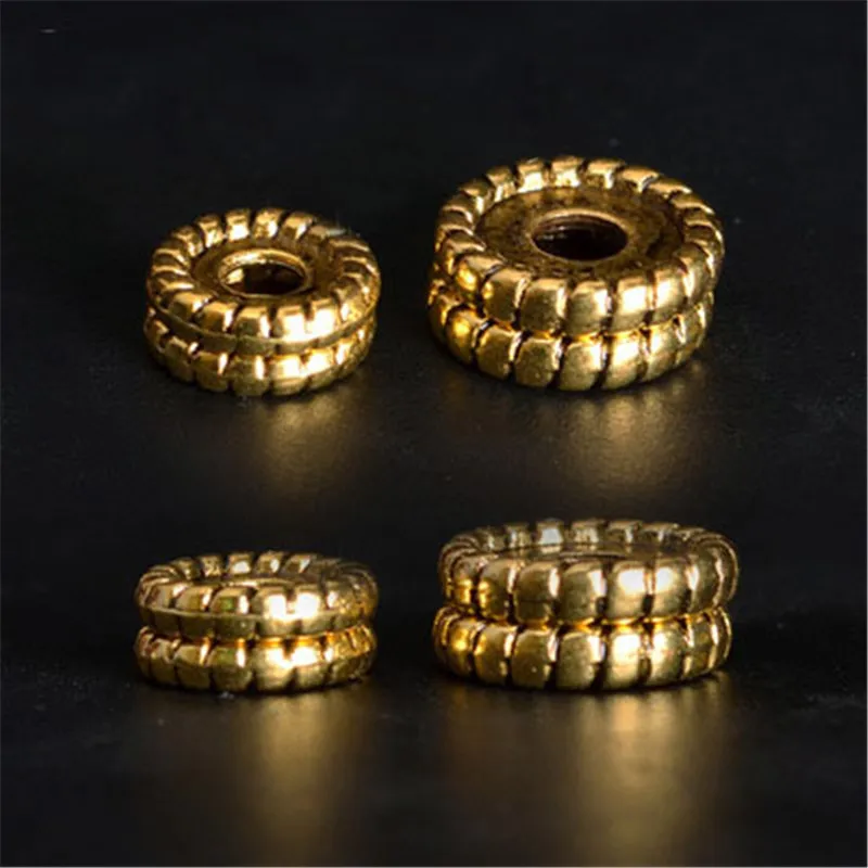 

50pcs Antique Gold Silver Color Tibetan Rondelle Spacer Beads 8mm 10mm 12mm Loose Metal Alloy Charms Beads For Jewelry Making