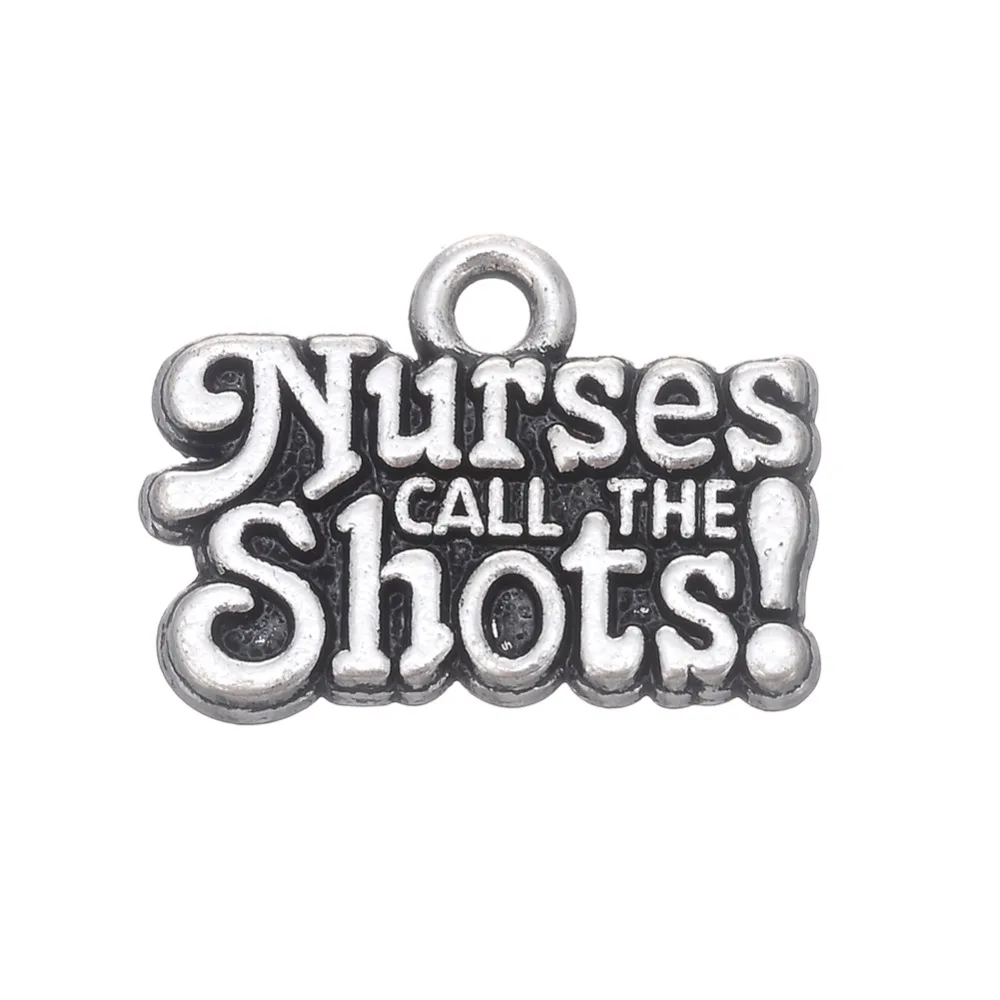 

EUEAVAN 30pcs Special Funny Word Charm Pendant Nurses CALL THE Shots! Antique Silver Plated Jewelry Findings Gift DIY