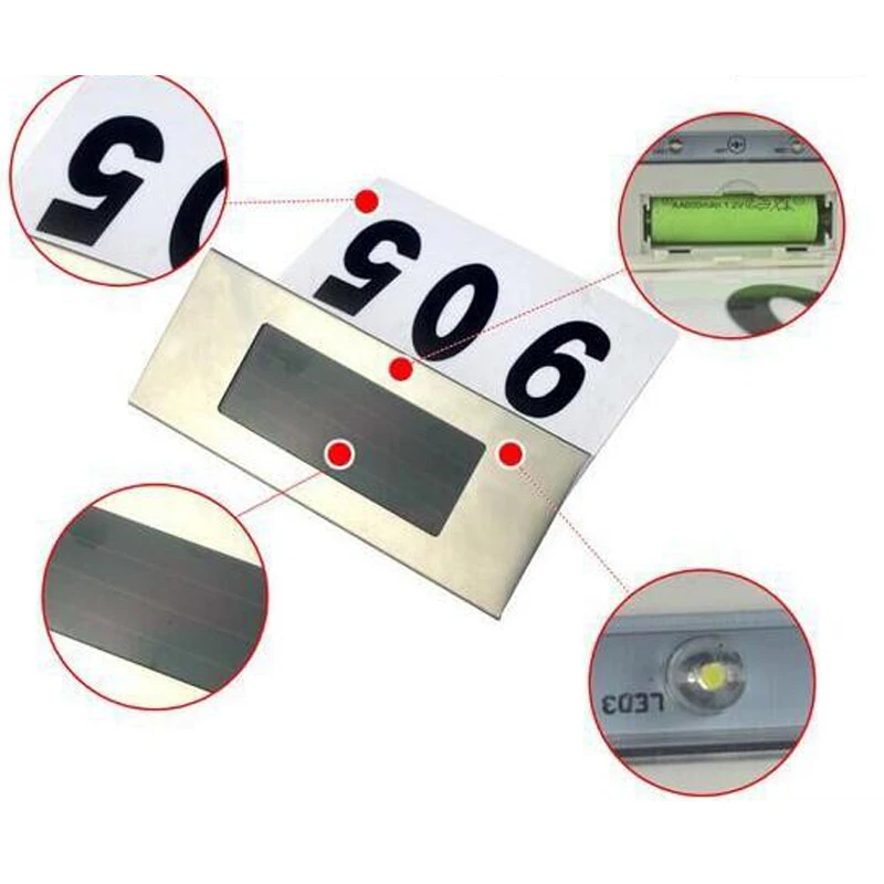 2019 NEW 4 LED solar light Outdoor stainless steel House number Indicator light for Outdoor courtyard wall light solar lamp (2)