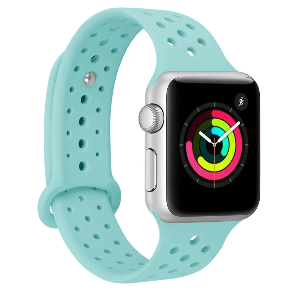 Спортивный силиконовый ремешок для наручных часов Apple watch 42 мм 38 Версия 44 40 iwatch