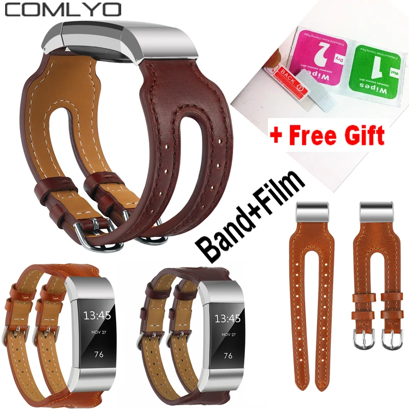 

2 In1 COMLYO Replacement Strap For Fitbit Charge 2 Bracelet Belt Leather Double Tour Watch Band For Fitbit Charge 2 Watchband