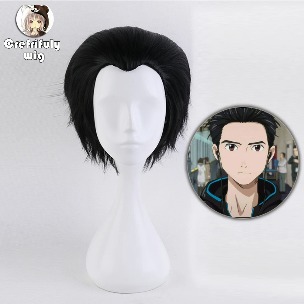 Парик Yuri On Ice Katsuki короткий черный парик для косплея мужской термостойкий из