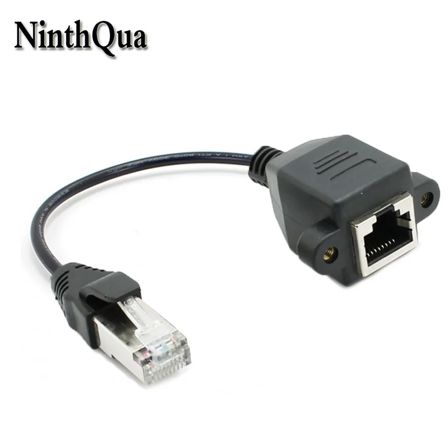 

1pcs RJ45 Male to Female Adapter with Hole Double Shielded Network Extension Line Connector for PC laptop