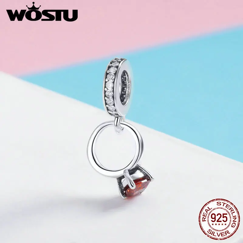 

WOSTU Hot Sale 925 Sterling Silver Vows Of Love Dangle Charms Fit Beads Pendant Bracelet & Necklace Unique Jewelry Gift FIC960