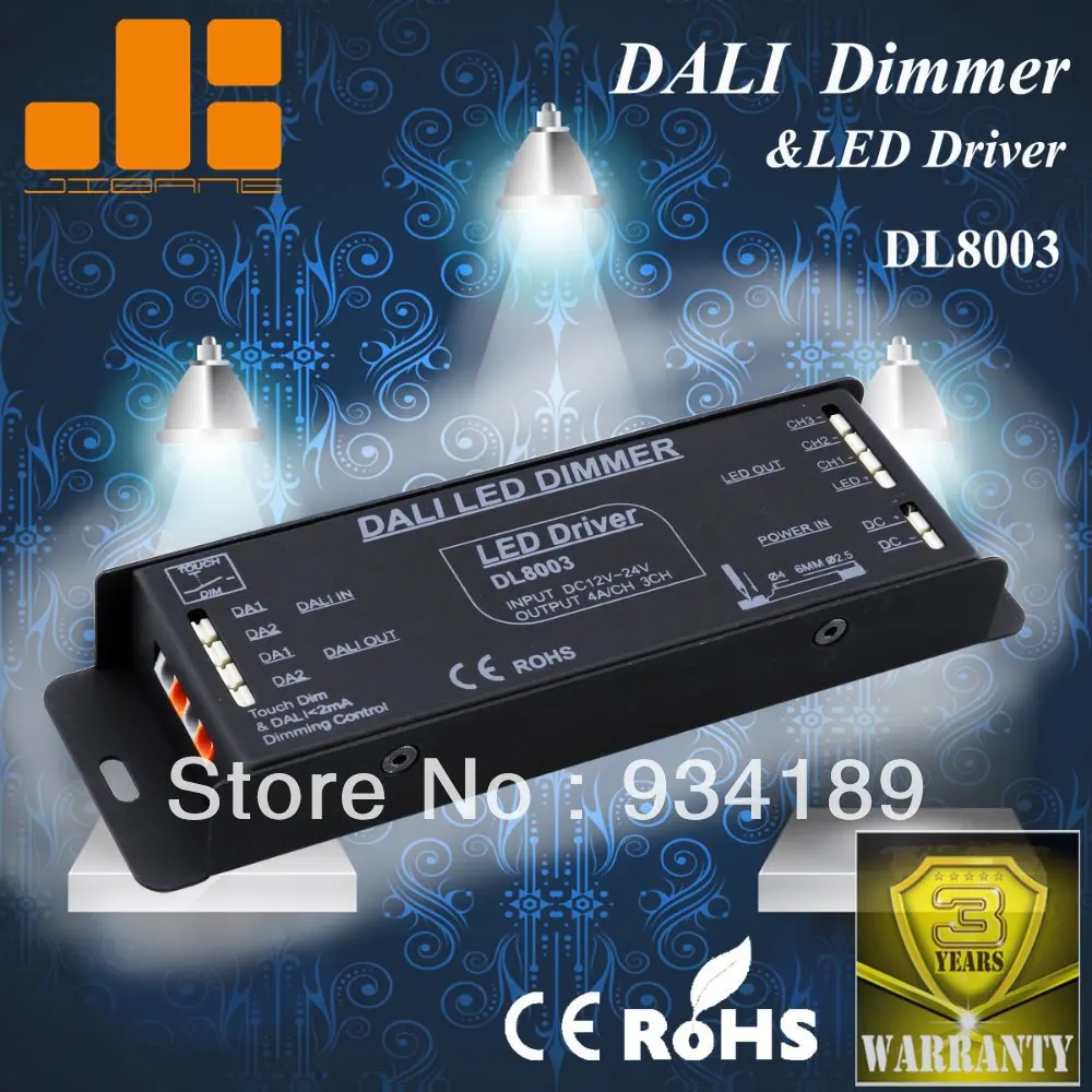 

Free Shipping Constant Voltage DALI DIMMER & LED DRIVER W/ TOUCH DIM FUNCTION 3 Channels Single Output DC12-24V<4A Model:DL8003