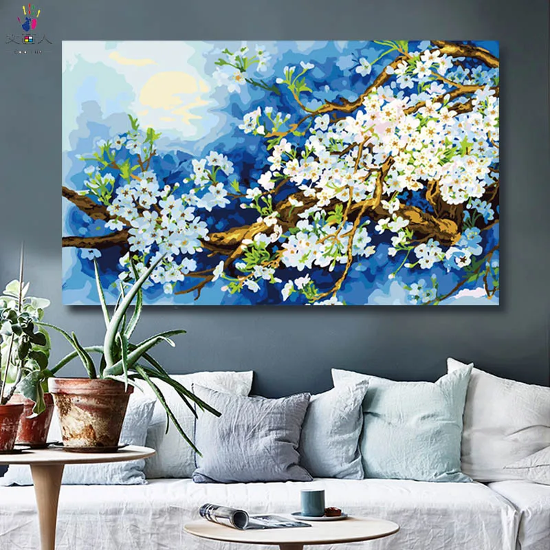 

diy paintings by numbers beautiful Plum blossom paint by numbers with kits handwork for hoom room wall decoration frameless