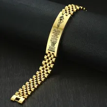 Золотой браслет из нержавеющей стали 15 мм персонализированные именные Дата сообщения мужские ювелирные изделия