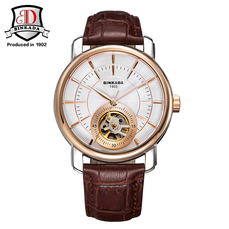 

2019 New BINKADA Tourbillon Design Clock Men Automatic Watch Skeleton Military Watch Mechanical Self Winding Movement Wristwatch