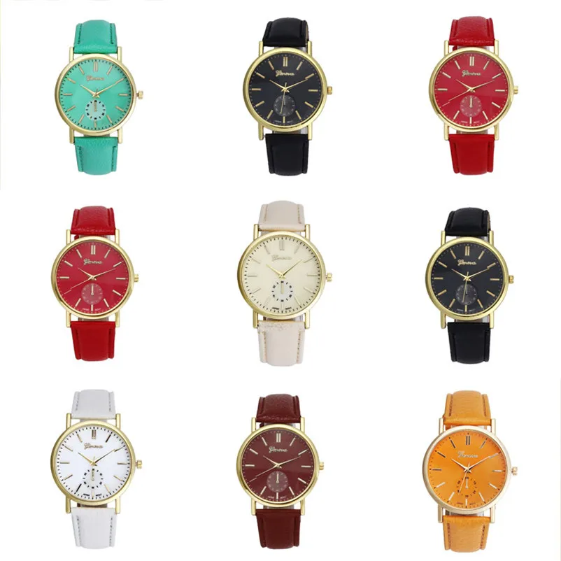 New Unisex Leather Women Men watch Band Analog Quartz Vogue WristWatch Watches Wholesale Quartz Wrist Watch relogio#2AP22 (1)