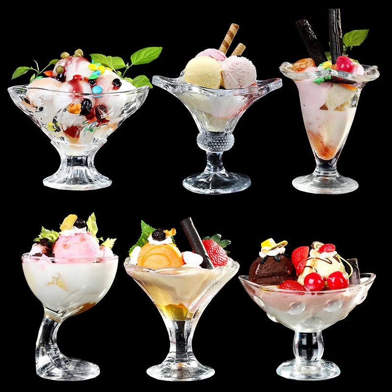 

Creative Goblet Ice Cream Bowl Glass Juice Dessert Cup Safety Lead Free Glass Dessert Bowl Drink Salad Glass Bowl Tableware