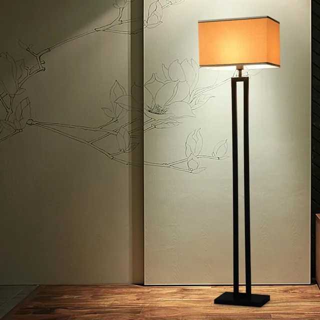 Chinese Modern Black Floor Lamp Flaxen Fabric Lampshade Standing ... Chinese Modern Black Floor Lamp Flaxen Fabric Lampshade Standing ...