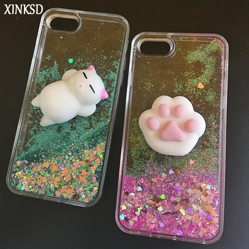 

XINKSD Case for iPhone X 6s 5 SE Case 3D Soft Silicone Cat Squishy Kneading Silicon TPU Phone Case Cover for iPhone 6P 7P 7 8