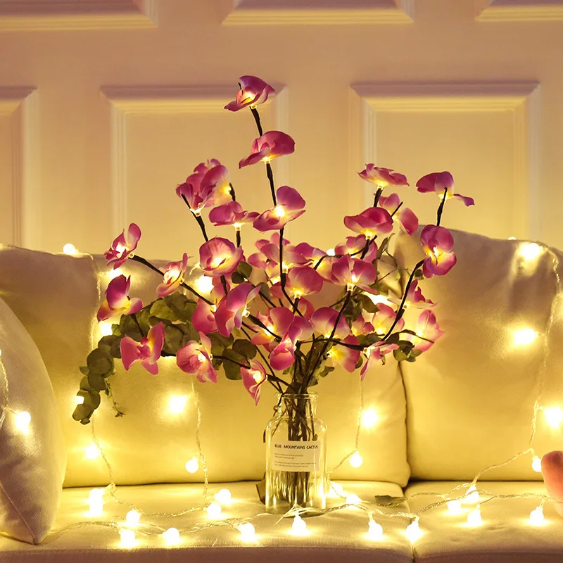

20 Bulbs Leds Floral Shape Decor Lights Table Lamps Creative Home Bedroom String Lights Led Lights Night Holiday Garland Lights