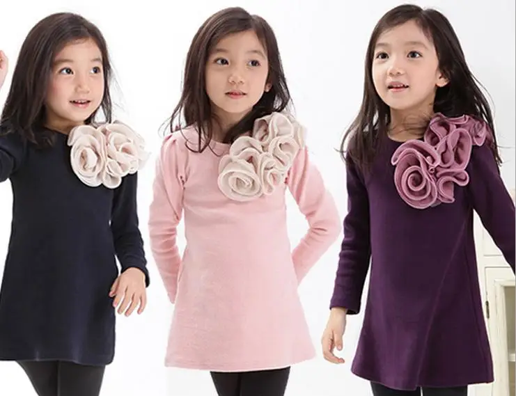 

Clearance spring spring girl dress long sleeve flowers girls dresses children's clothes children's princess dresses Kt-1628