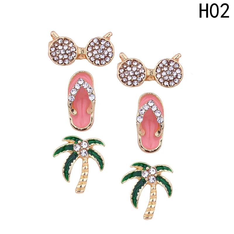 2018 New 3 sets Fashion Beach Theme Earrings Stud Earrings tropical