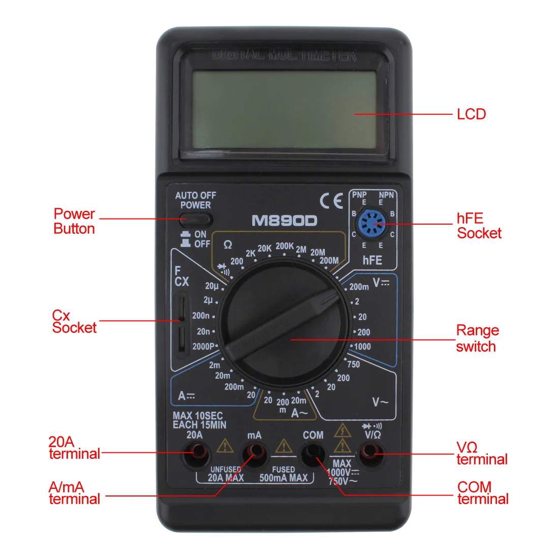 Цифровой мультиметр M890D DMM измеритель переменного/постоянного тока с измерителем