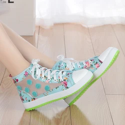 2019 Spring Fall Flat Canvas Shoes Big Girls Casual Floral High Top Mesh Gauze Splicing Canvas Sandals Kids Sports Shoes X335 2019 Spring Fall Flat Canvas Shoes Big Girls Casual Floral High Top Mesh Gauze Splicing Canvas Sandals Kids Sports Shoes X335