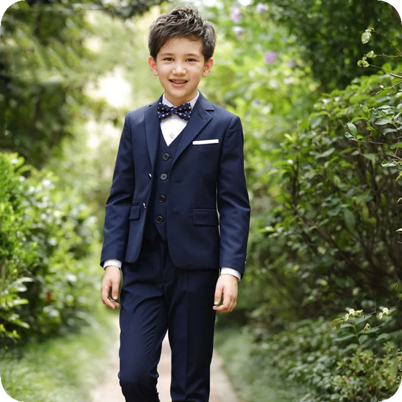 Formal Navy Blue Suit for Boys Single Breasted Black Child Suits for Wedding Boys Costume Mariage Kids Blazers Ternos 3Piece