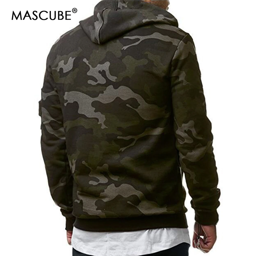 Discount MASCUBE 2019 Spring New Men Hoodies Sweatshirt Fashion Camouflage Military Tracksuit Casual Male Hooded Pullover
